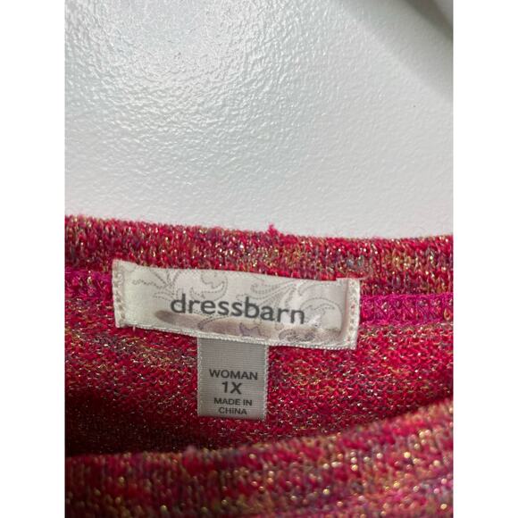 Dress Barn Knit Sweater Pullover Red Gold Plus Size 1X Sparkle Holiday Metallic - Picture 4 of 9